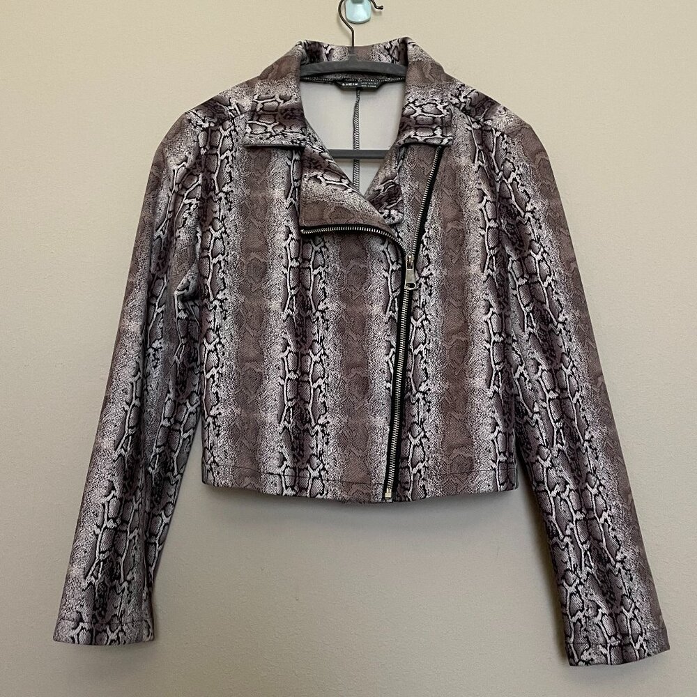 Shein, Ultra Soft, Lightweight, Animal Print, Zip Up Moto Jacket